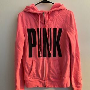 PINK by Victoria’s Secret hot pink zip up hoodie